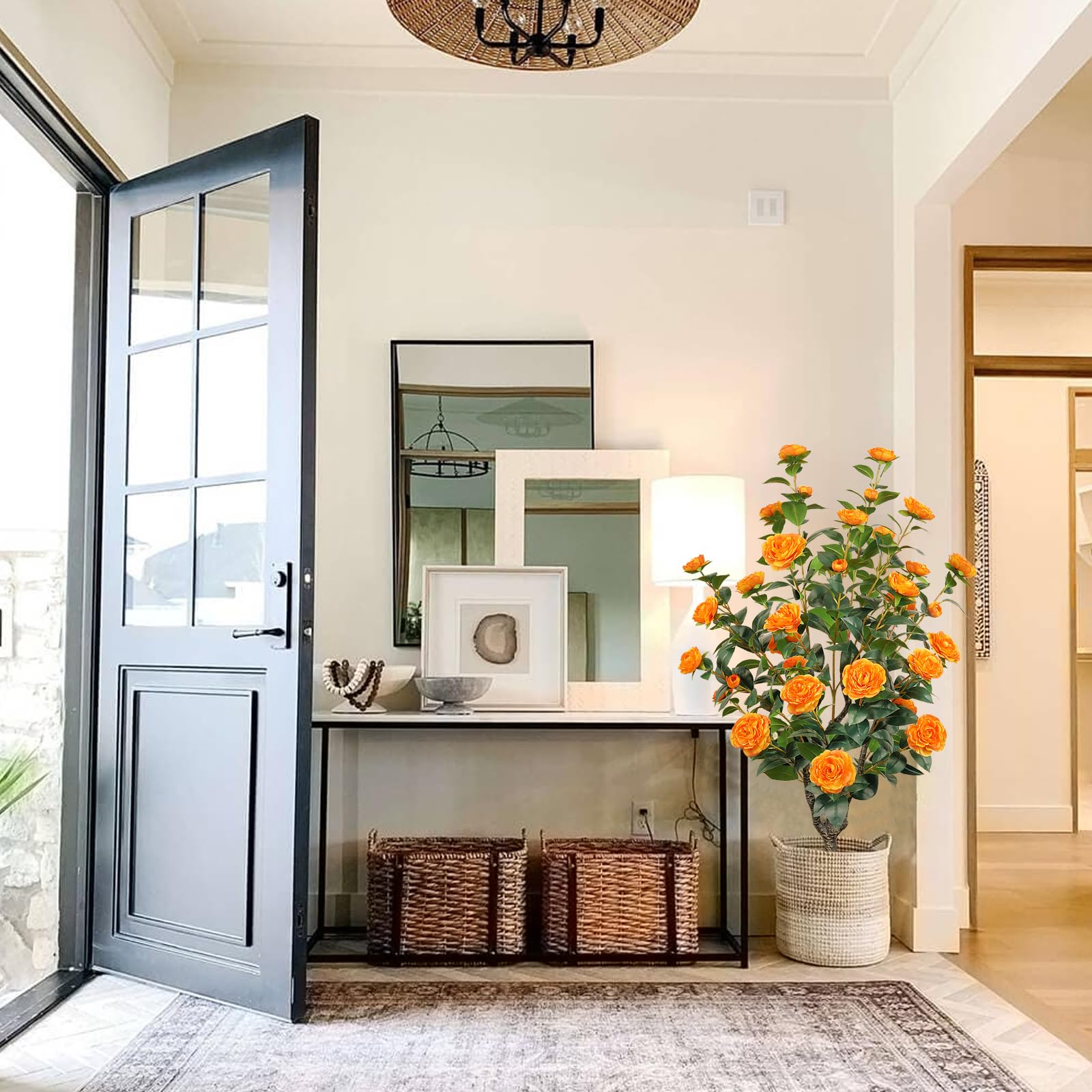 3.6FT Artificial Camellia Fake Tree, Artificial Plants