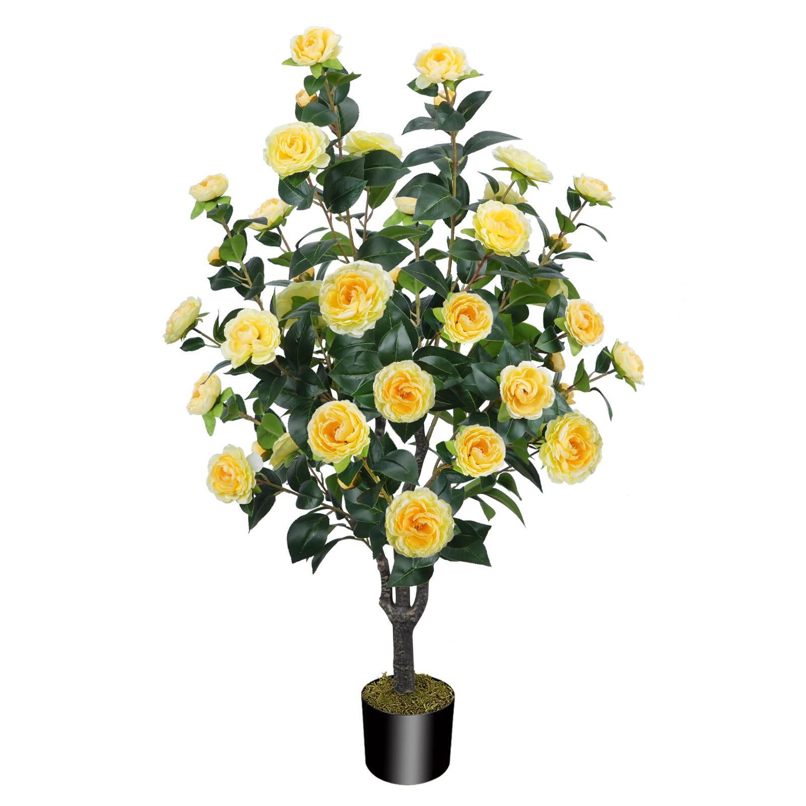 3.6FT Artificial Camellia Fake Tree, Artificial Plants