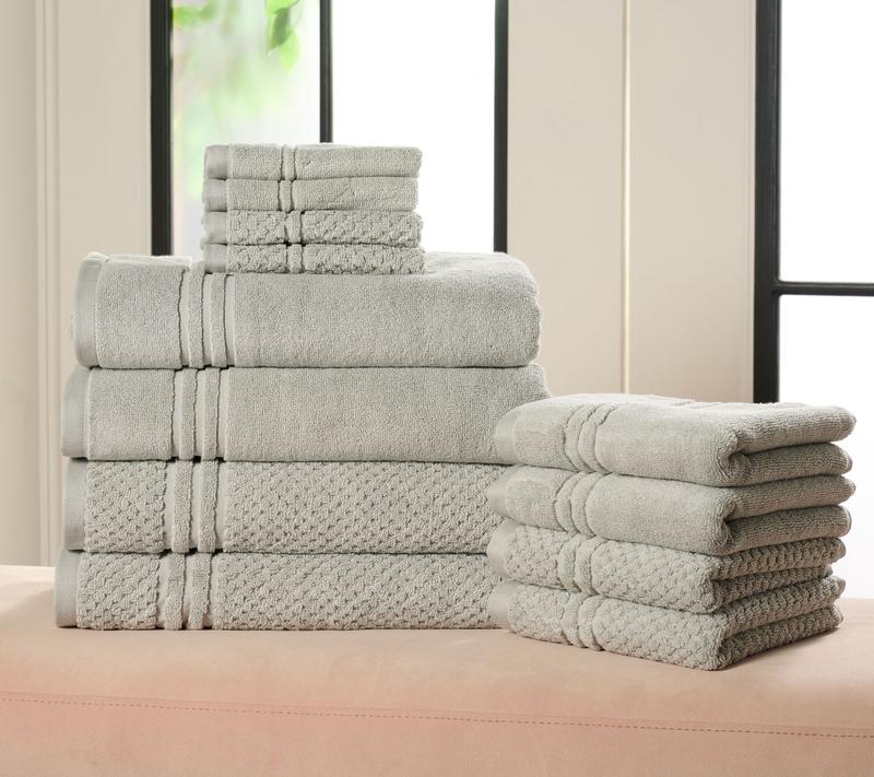 100% Cotton Solid & Texture 12-pc Towel Set